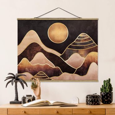 Foto su tessuto da parete con bastone - Elisabeth Fredriksson - Golden Sun astratti Monti - Orizzontale 3:4
