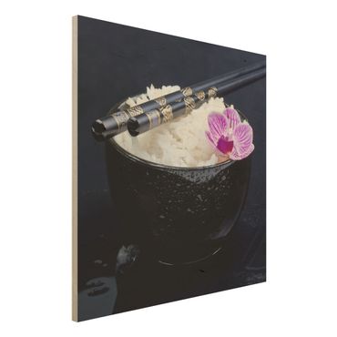 Stampa su legno - Rice Bowl Con L'orchidea - Quadrato 1:1