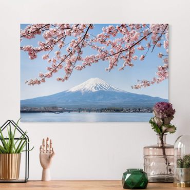 Stampa su tela - Fioriture di ciliegio con il monte Fuji