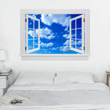 Trompe l'oeil adesivi murali - Finestra aperta su cielo nuvoloso