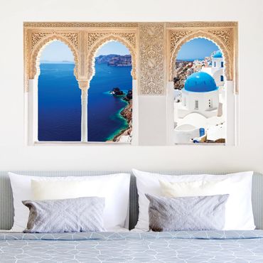 Trompe l'oeil adesivi murali - Finestra su Santorini