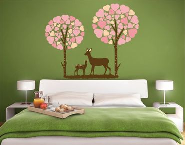 Adesivo murale no.JS89 Roe Deer And The Forest Of Hearts