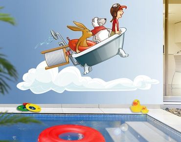 Adesivo murale Flying Farm Bath Tub