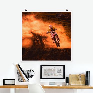 Poster - Motocross In The Dust - Quadrato 1:1