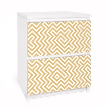 Carta adesiva per mobili IKEA - Malm Cassettiera 2xCassetti - Geometric Pattern Design Yellow