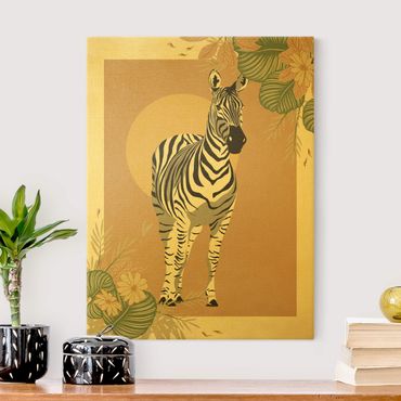 Quadro su tela oro - Animali del safari - Zebra