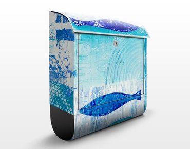 Cassetta postale Fish in the blue 39x46x13cm