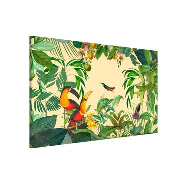 Lavagna magnetica - Vintage Collage - Birds In The Jungle - Formato orizzontale 3:2