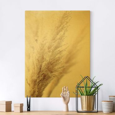 Quadro su tela oro - Macro inquadratura di erba della Pampas