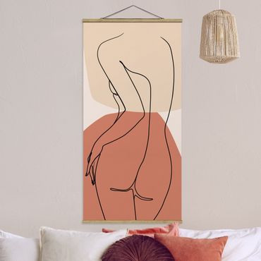 Quadro su tessuto con stecche per poster - Line Art Woman Back Brown - Verticale 2:1