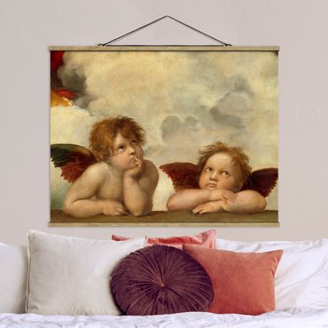 Foto su tessuto da parete con bastone - Raphael - due angeli - Orizzontale 3:4
