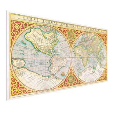 Stampa su Forex - Storico Mappa del mondo Orbis Descriptio Terrare compendiosa - Orizzontale 1:2