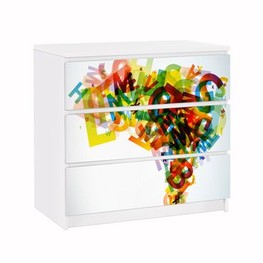 Carta adesiva per mobili IKEA - Malm Cassettiera 3xCassetti - Rainbow Alphabet
