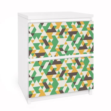 Carta adesiva per mobili IKEA - Malm Cassettiera 2xCassetti - No.RY34 green Triangles