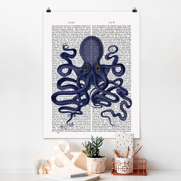 Poster - Animal Reading - Octopus - Verticale 4:3