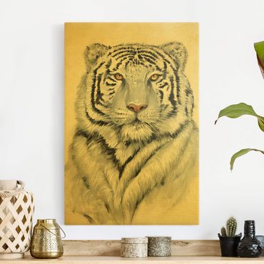 Quadro su tela oro - Ritratto di tigre bianca II