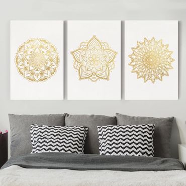 Stampa su tela - Mandala Fiore Sun illustrazione imposta gold - Verticale 3:2