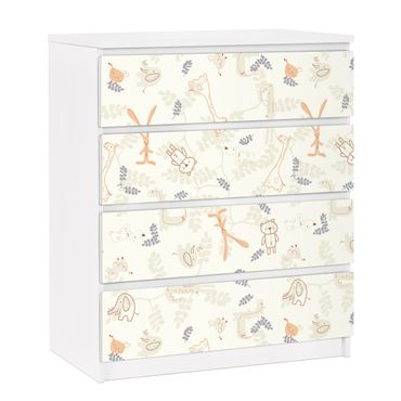 Carta adesiva per mobili IKEA - Malm Cassettiera 4xCassetti - Pastel Plushies