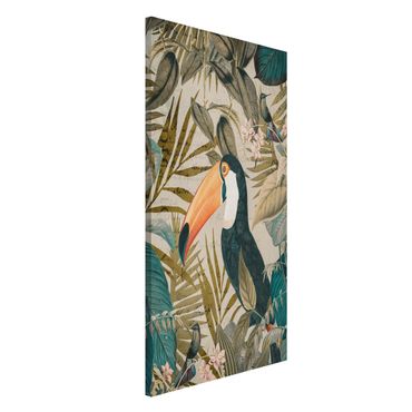 Lavagna magnetica - Vintage Collage - Toucan In The Jungle - Formato verticale 4:3
