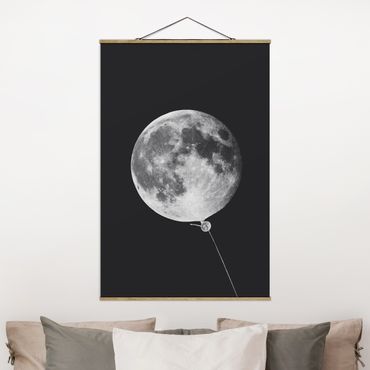 Foto su tessuto da parete con bastone - Balloon Con La Luna - Verticale 3:2
