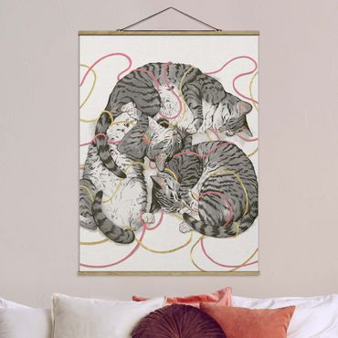 Foto su tessuto da parete con bastone - Laura Graves - Illustrazione Grey Cat Pittura - Verticale 4:3
