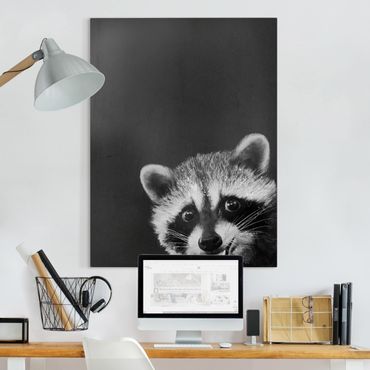 Quadri su tela - Illustrazione Raccoon Monochrome Pittura