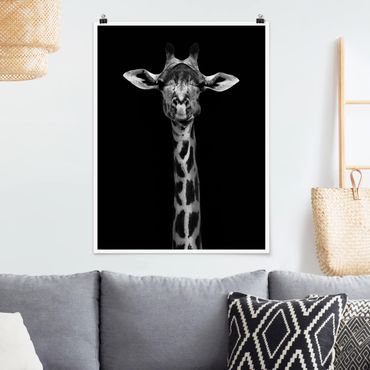 Poster - Scuro Giraffe Portrait - Verticale 4:3