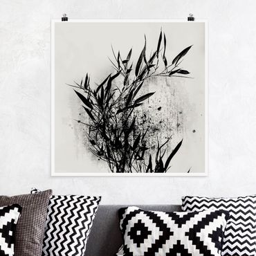 Poster - Mondo vegetale grafico - Bambú nero - Quadrato 1:1