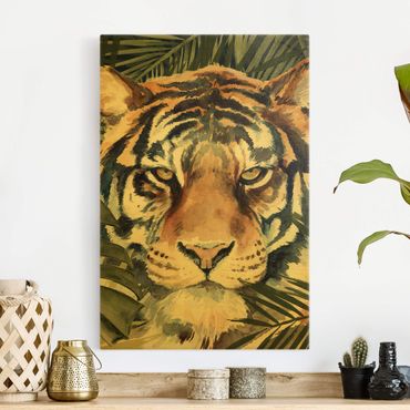 Quadro su tela oro - Tigre nella giungla