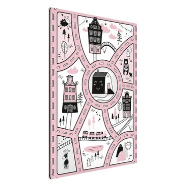 Lavagna magnetica - Tappetino educativo Scandinavia - La città rosa