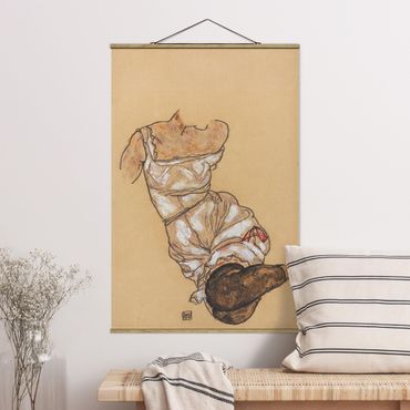 Foto su tessuto da parete con bastone - Egon Schiele - Torso femminile in biancheria intima - Verticale 3:2
