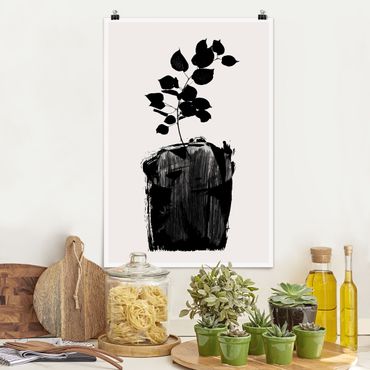 Poster - Mondo vegetale grafico - Foglie nere - Verticale 3:2
