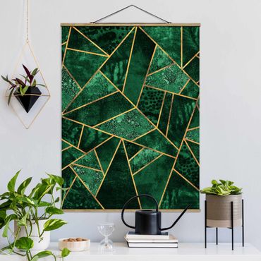 Foto su tessuto da parete con bastone - Elisabeth Fredriksson - Dark Emerald con oro - Verticale 4:3