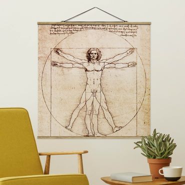 Quadro su tessuto con stecche per poster - da Vinci - Quadrato 1:1