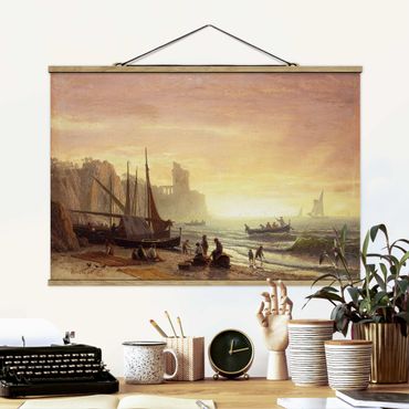 Foto su tessuto da parete con bastone - Albert Bierstadt - Fishing Fleet - Orizzontale 2:3