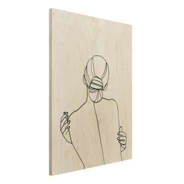 Stampa su legno - Line Art Woman Back Bianco e nero - Verticale 4:3