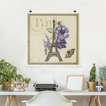 Poster - Torre Eiffel di Parigi Collage - Quadrato 1:1