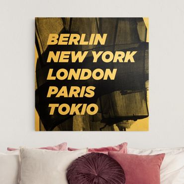 Quadro su tela oro - Berlin New York London