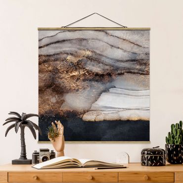 Quadro su tessuto con stecche per poster - Elisabeth Fredriksson - Oro Marmo Painted - Quadrato 1:1