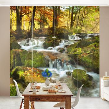 Tende scorrevoli set - Waterfall Autumnal Forest