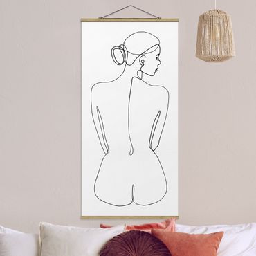 Quadro su tessuto con stecche per poster - Line Art Nudes Torna Bianco e nero - Verticale 2:1