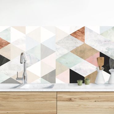 Rivestimento cucina - Mosaico in acquerello con triangoli I