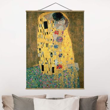 Foto su tessuto da parete con bastone - Gustav Klimt - Il bacio - Verticale 4:3
