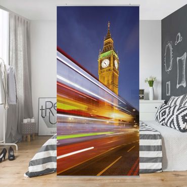 Tenda a pannello - Traffic in London at the Big Ben at night 250x120cm