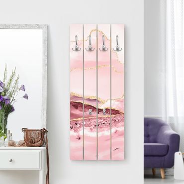 Appendiabiti in legno - Estratto Monti rosa con Golden Lines - Ganci cromati - Verticale