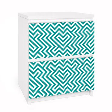 Carta adesiva per mobili IKEA - Malm Cassettiera 2xCassetti - Geometric Design Mint