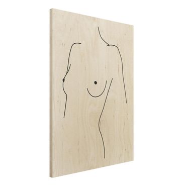Stampa su legno - Line Art Nudo Busto donna Bianco e nero - Verticale 4:3