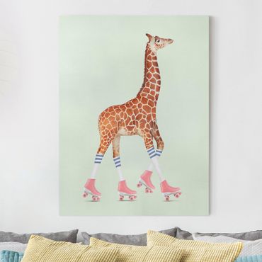 Quadri su tela - Giraffa con Pattini a Rotelle
