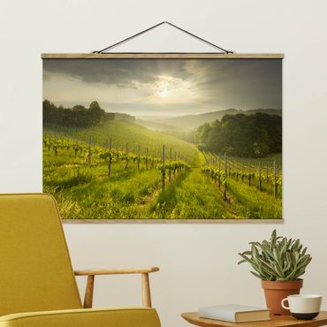 Foto su tessuto da parete con bastone - Sunrays Vineyard - Orizzontale 2:3