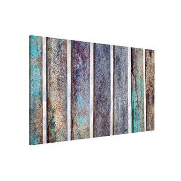 Lavagna magnetica - Tavole di legno mediterranee shabby su sfondo bianco